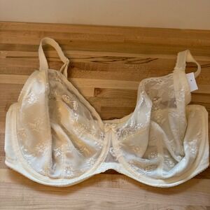 Wacoal Lace Bra Beige Floral Full Coverage Comfort Underwire US 34G